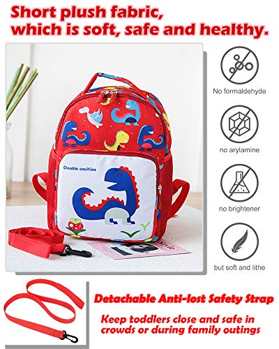 BAIGIO Mochila Infantil Kindergarten,Pequeñas Mochilas Bolsas Escolares Animales para Niñas Primaria Linda Mochila Dinosaurio 3D Guarderia Preescolar para 2-7 Años (Rojo-2)