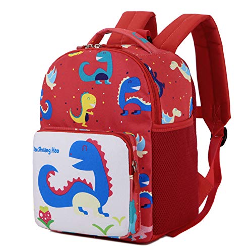 BAIGIO Mochila Infantil Kindergarten,Pequeñas Mochilas Bolsas Escolares Animales para Niñas Primaria Linda Mochila Dinosaurio 3D Guarderia Preescolar para 2-7 Años (Rojo-2)