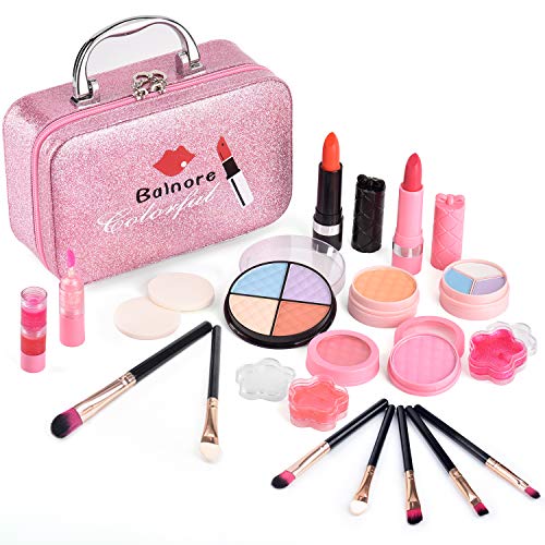 balnore Set de Maquillaje Niñas, 21 Piezas Lavables Maquillaje para Niñas, Maletin Maquillaje Infantil, Princesas para Fiesta, Cumpleaños