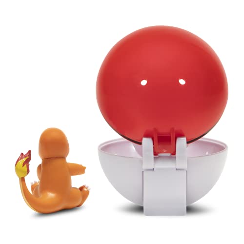 BANDAI Ball Clip 'N' Go – 1 Bola de Poké + 1 Figura de 5 cm de salamanche (Charmander) – Accesorio para disfrazarse de Entrenador Pokémon (JW0145)