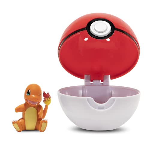 BANDAI Ball Clip 'N' Go – 1 Bola de Poké + 1 Figura de 5 cm de salamanche (Charmander) – Accesorio para disfrazarse de Entrenador Pokémon (JW0145)