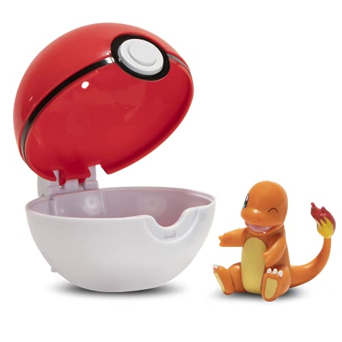 BANDAI Ball Clip 'N' Go – 1 Bola de Poké + 1 Figura de 5 cm de salamanche (Charmander) – Accesorio para disfrazarse de Entrenador Pokémon (JW0145)