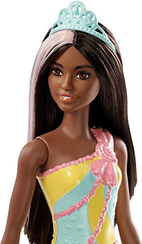 Barbie Dreamtopia - Muñeca Princesa castaña con conjunto de colores de caramelo (Mattel FXT16)