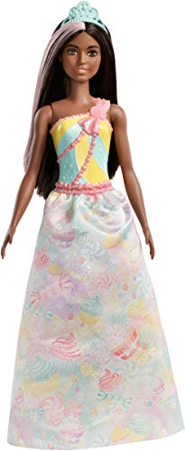 Barbie Dreamtopia - Muñeca Princesa castaña con conjunto de colores de caramelo (Mattel FXT16)