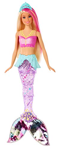 Barbie Dreamtopia, muñeca Sirena Luces de Arcoíris, Regalo para niñas y niños 3-9 años (DHC40) + Dreamtopia, Sirena Rubia Nada y Brilla con Accesorios