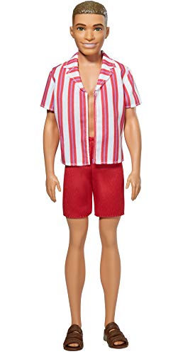 Barbie Ken 60 Aniversario Muñeco con bañador y camisa a la moda, regalo para niñas y niños +3 años (Mattel GRB42)