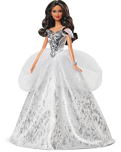 Barbie Signature Fiesta Muñeca de colección de juguete con ondas morenas y vestido de gala (Mattel GXL23)