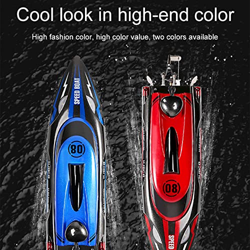 Barco De Control Remoto Para Piscinas Lakes Fast RC Boat Autoadrizable Barco De Control Remoto 7.4V 1100Mah Batería 2.4 GHZ Barcos RC Juguetes De Navidad Regalos Para Niños Adultos,Rojo