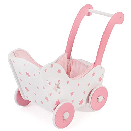 Bayer Chic 2000-Carrito de muñecas de Madera, Color Rosa (425 8)