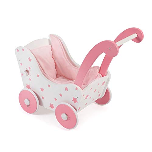 Bayer Chic 2000-Carrito de muñecas de Madera, Color Rosa (425 8)