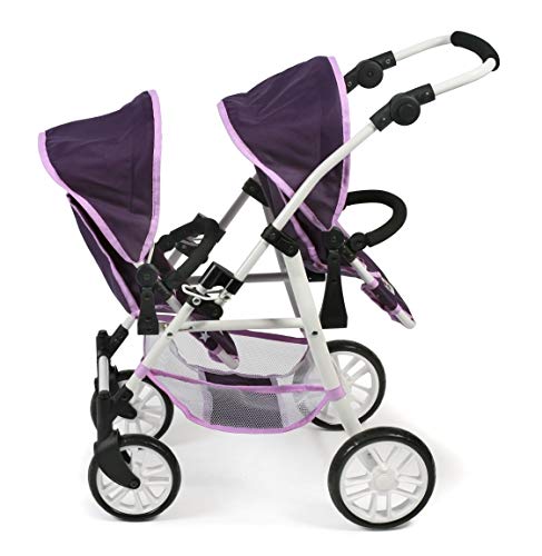 Bayer Chic 2000-Tandem-Buggy Twinny-Cochecito Doble para muñecas de hasta 50 cm, Color Estrellas Lila. (691-71)