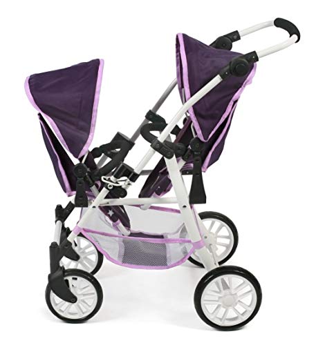 Bayer Chic 2000-Tandem-Buggy Twinny-Cochecito Doble para muñecas de hasta 50 cm, Color Estrellas Lila. (691-71)