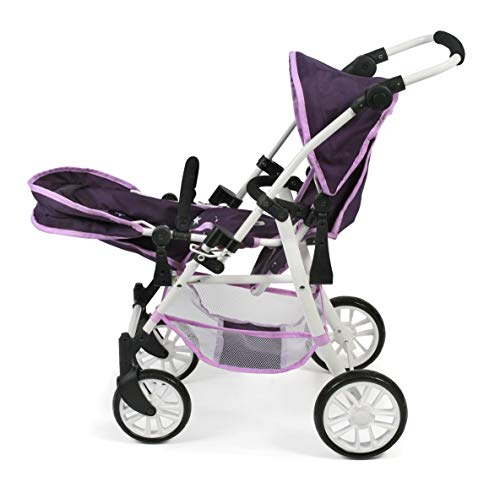 Bayer Chic 2000-Tandem-Buggy Twinny-Cochecito Doble para muñecas de hasta 50 cm, Color Estrellas Lila. (691-71)