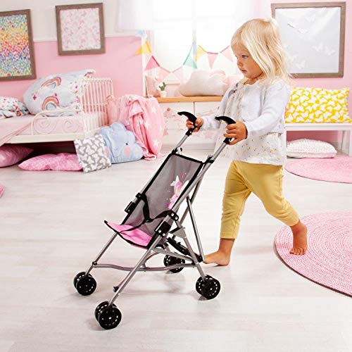 Bayer Design- Buggy para muñecas, plegable, con cintura, Color gris, rosa con hada (30566AA)