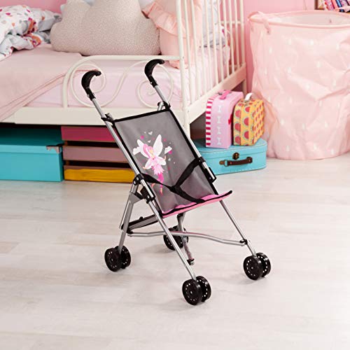 Bayer Design- Buggy para muñecas, plegable, con cintura, Color gris, rosa con hada (30566AA)