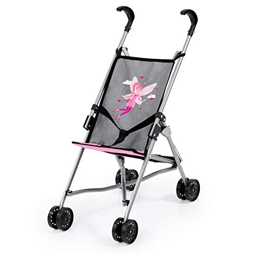 Bayer Design- Buggy para muñecas, plegable, con cintura, Color gris, rosa con hada (30566AA)