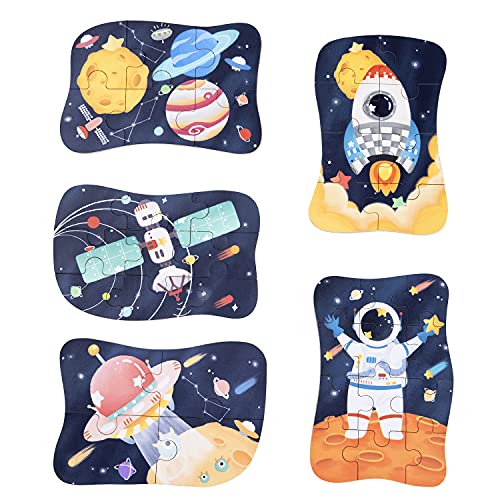 BBLIKE Puzles infantiles con diseño de astronautas, 5 unidades, adecuado para niños y niñas a partir de 3, 4 y 5 años