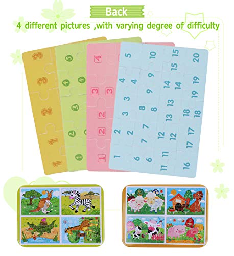 BBLIKE Puzzles de Madera 112 Piezas, Animales Rompecabezas de Madera Puzzles Infantiles 3 4 5+ años, Habilidad motora Fina Juego de Regalo Educativo Preescolar de Aprendizaje temprano para niños