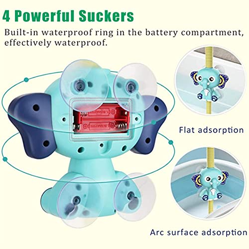 Beada Cabezal de Ducha Juguete de BañO para Bebé BañEra BañO, Rociador Ajustable de Elefante EléCtrico Animal para Bebé, NiñO, NatacióN, Azul