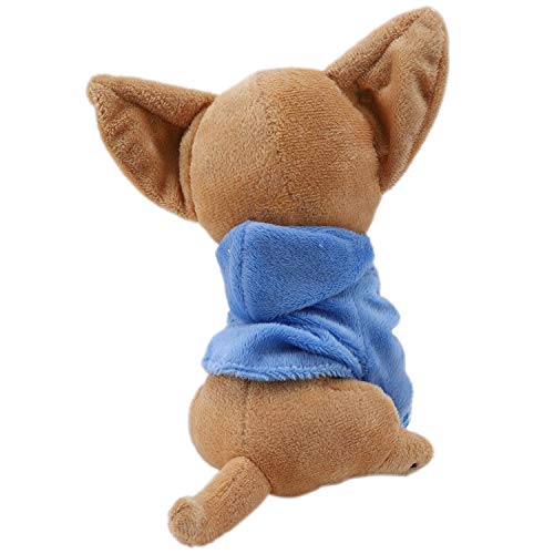 Beauneo 1 Pieza 17Cm Perrito Chihuahua Juguete para Niios Kawaii Muueca Animal De Simulación Regalo De Cumpleaaos para Niias Niios Juguete De Felpa Perro De Peluche Lindo Azul