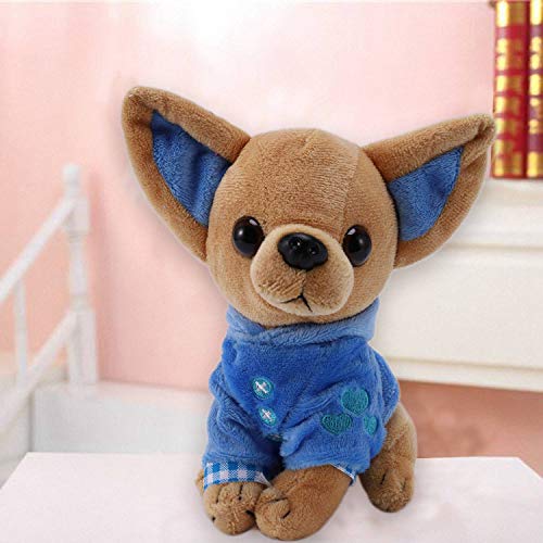 Beauneo 1 Pieza 17Cm Perrito Chihuahua Juguete para Niios Kawaii Muueca Animal De Simulación Regalo De Cumpleaaos para Niias Niios Juguete De Felpa Perro De Peluche Lindo Azul