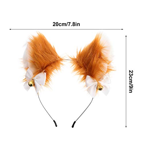 Beaupretty Diadema con orejas de zorro, de peluche, anime, para cosplay, pelo con orejas de gato, para fiestas, disfraces, accesorios para el pelo para niños y adultos, color marrón