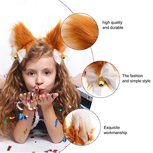 Beaupretty Diadema con orejas de zorro, de peluche, anime, para cosplay, pelo con orejas de gato, para fiestas, disfraces, accesorios para el pelo para niños y adultos, color marrón