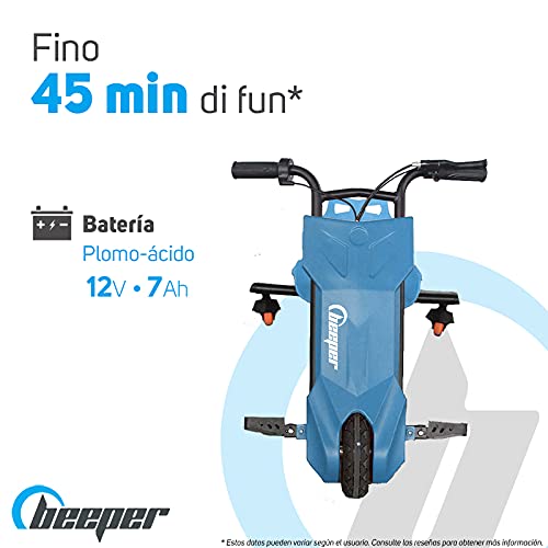 BEEPER - Drift Trike eléctrico Infantil 12 V 100 W batería Plomo 7 Ah Color Azul (RDT100-B7)