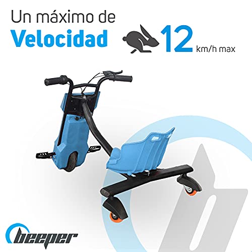 BEEPER - Drift Trike eléctrico Infantil 12 V 100 W batería Plomo 7 Ah Color Azul (RDT100-B7)