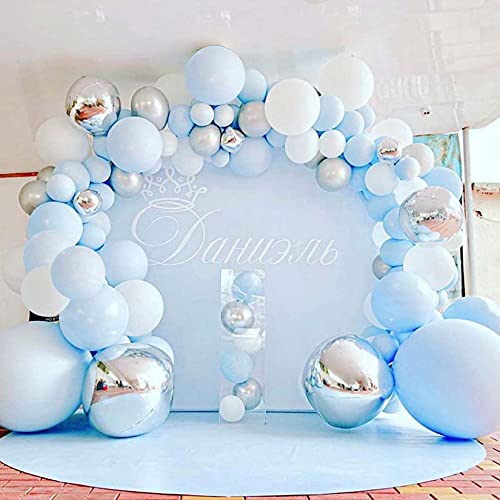 Bellatoi Azul, blanco, plateado Balloon Arch & Garland Kit, 118 Pcs Balloons with Tying Tool for Party Wedding Birthday Balloons Decorations