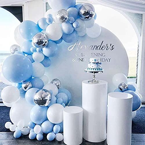 Bellatoi Azul, blanco, plateado Balloon Arch & Garland Kit, 118 Pcs Balloons with Tying Tool for Party Wedding Birthday Balloons Decorations