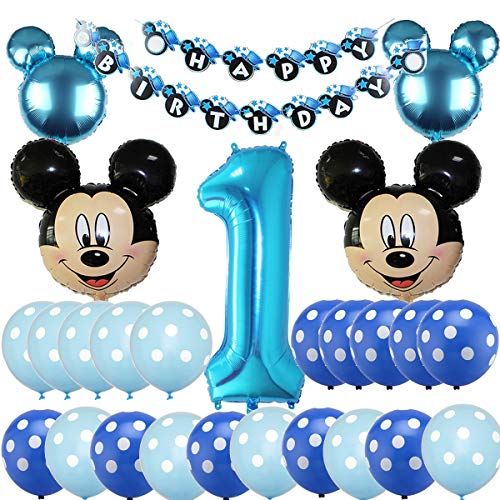 BESTZY Mickey Party Globos, Decoraciones de cumpleaños de Mickey , 1er Fiesta Cumpleaños Bebe Globos Decoracion para Baby Shower de Cumpleaños