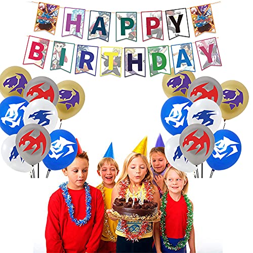 Beyblade Decoraciones Fiestas, 46pcs Los Kits De Decoraciones De Fiesta Beyblade Incluyen Pancarta De Cumpleaños Beyblade, Globos, Decoraciones De Pasteles Para Niños Beyblade Temáticas