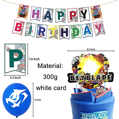 Beyblade Decoraciones Fiestas, 46pcs Los Kits De Decoraciones De Fiesta Beyblade Incluyen Pancarta De Cumpleaños Beyblade, Globos, Decoraciones De Pasteles Para Niños Beyblade Temáticas