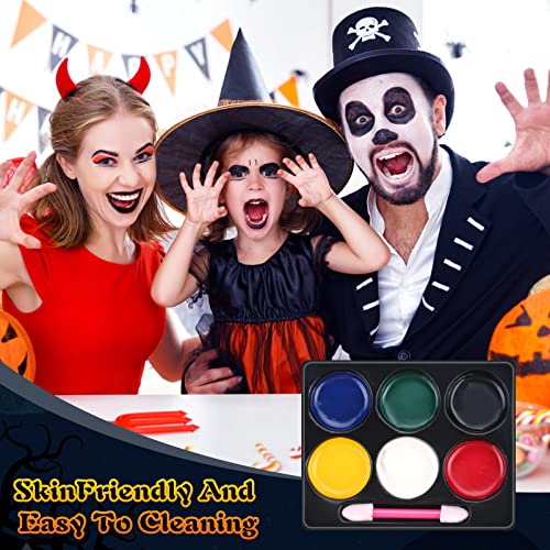 Beyiudefu Disfraz Halloween niños - Pintura Cara Kit - Sangue Artificial, Disfraz Maquillaje Vampiro, Zombie, Bruja, Fantasma, Trucos para Halloween, Carnaval, Cosplay, Fiesta de cumpleaños (Kit 1)