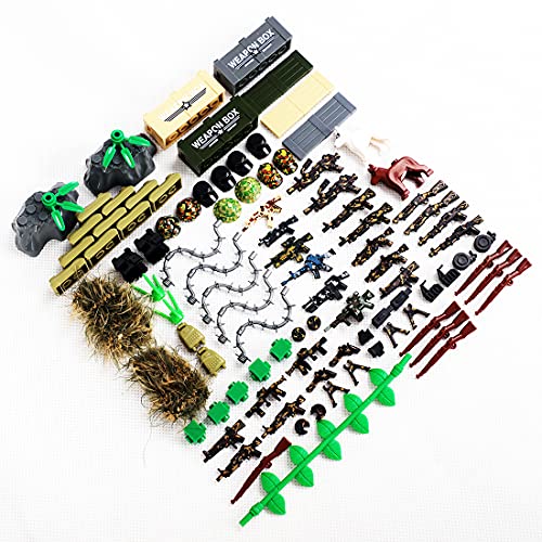 BGOOD Juego de armas militares, 98 unidades, WW2, juego de armas para soldados, minifiguras SWAT, bloques de construcción militares, compatibles con Lego