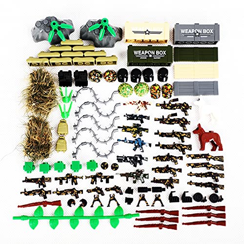 BGOOD Juego de armas militares, 98 unidades, WW2, juego de armas para soldados, minifiguras SWAT, bloques de construcción militares, compatibles con Lego