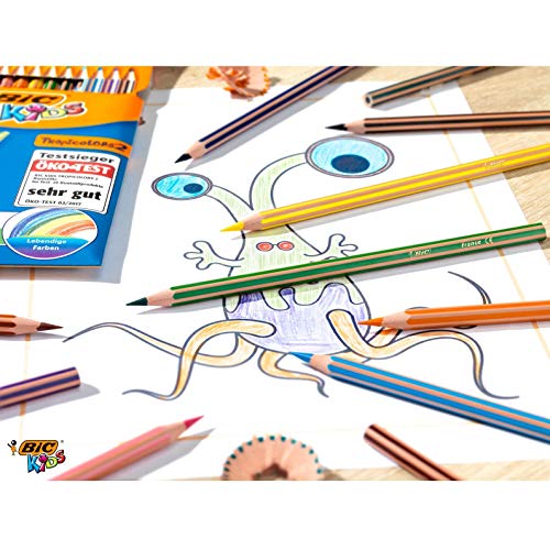 BIC Kids Evolution Stripes Lápices de colores - colores Surtidos, Blíster de 24 unidades