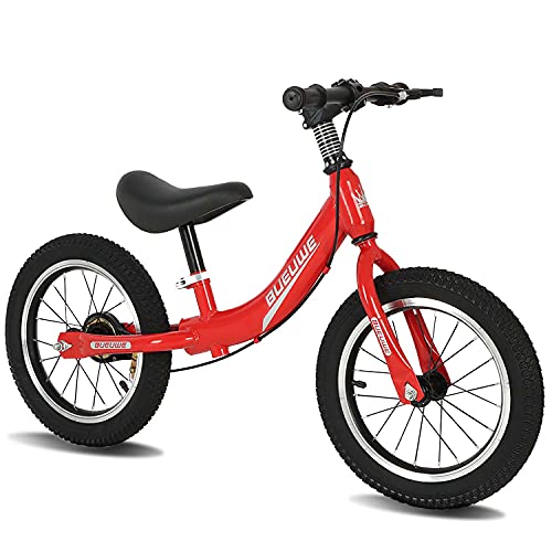 Bicicleta Balance Sin Pedales, Bici con Ruedas De 14" para Niños De 3-7 Años, Balance Bici con Sillín Ajustable, Neumáticos Inflables para Aprendizaje De Equilibrio (Máximo 70 Kg),Rojo