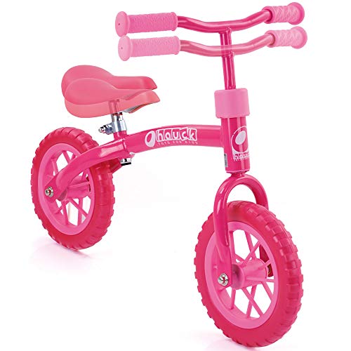 Bicicletas sin pedales para niños E-Z Rider de Hauck Toys - rueda de 10 pulgadas, para niños a partir de 2 años, manillar y sillín ajustables en altura, rosa.