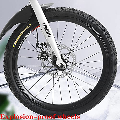 Bike Folding Bicicleta Plegable Cuadro Aluminio Ruedas 26" Bikes Bicicleta Plegable Street, 7 Velocidades, Adultos Unisex,Blanco