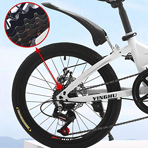 Bike Folding Bicicleta Plegable Cuadro Aluminio Ruedas 26" Bikes Bicicleta Plegable Street, 7 Velocidades, Adultos Unisex,Blanco