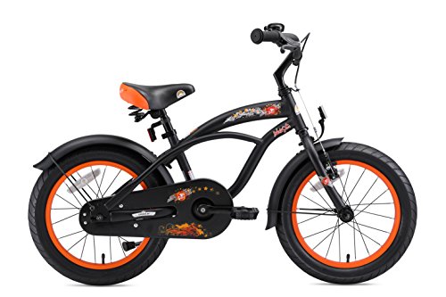 BIKESTAR Bicicleta Infantil para niños y niñas a Partir de 4 años | Bici 16 Pulgadas con Frenos | 16" Edición Cruiser Negro