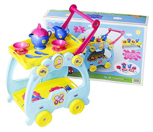 Bildo Bildo-SB-B-8125 Peppa Pig - Juego de té y Carrito para Servir (2 en 1), Multicolor 8125