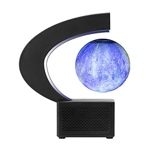 Bisofice bola del mundo decoracion,levitante magnética Altavoz BT 3.5 pulgadas Globo flotante impreso en 3D Luz de bola que gira en el aire Luz de noche lunar con luz LED Base en forma de C