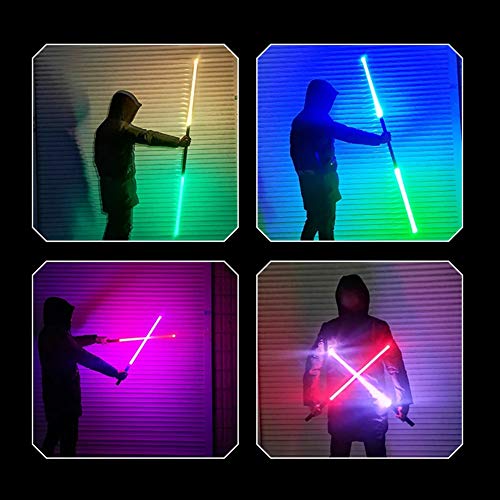 BKONF Mango de Metal Sables de Luz Juguetes Luminosa Force FX Lightsaber con 11 Colores Que Cambian & 8 Efecto de Sonido & 6 Efecto de Luz & USB Recargable Adecuado para Todos los Fanáticos del Cine