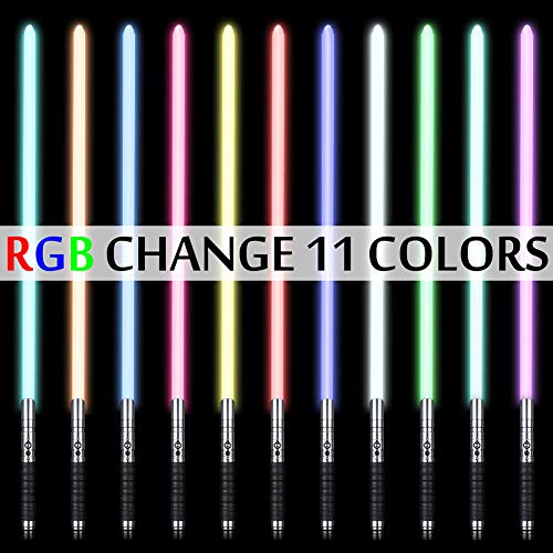 BKONF Mango de Metal Sables de Luz Juguetes Luminosa Force FX Lightsaber con 11 Colores Que Cambian & 8 Efecto de Sonido & 6 Efecto de Luz & USB Recargable Adecuado para Todos los Fanáticos del Cine