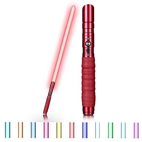 BKONF Mango de Metal Sables de Luz Juguetes Luminosa Force FX Lightsaber con 11 Colores Que Cambian & 8 Efecto de Sonido & 6 Efecto de Luz & USB Recargable Adecuado para Todos los Fanáticos del Cine