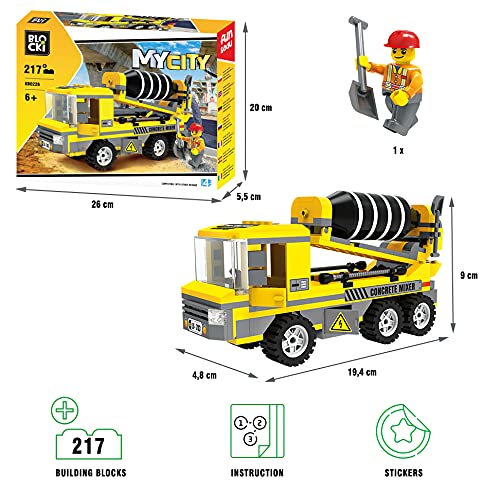 BLOCKI KB0226 My City - Hormigonera, vehículo para obras de construcción, juego para niños a partir de 6 años, compatible con Lego