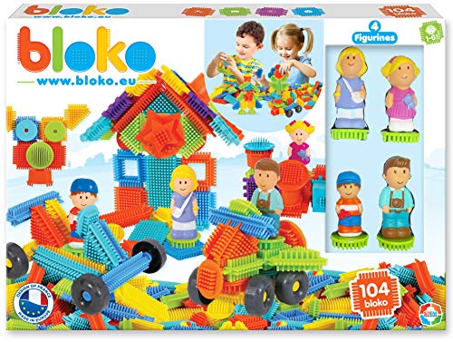 BLOKO 503627 - Caja de 100 4 Figuras 3D de la Familia, a Partir de 12 Meses, Fabricado en Europa, Juguete de construcción